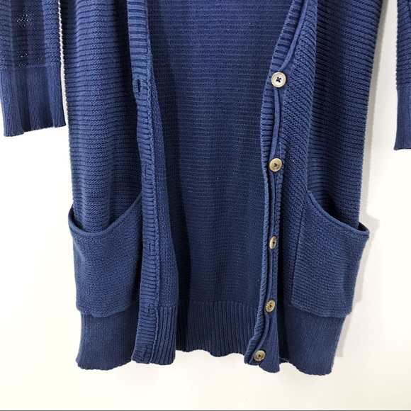 AEO Navy Duster Cardigan With Pockets Boho Indie - Picture 3 of 6